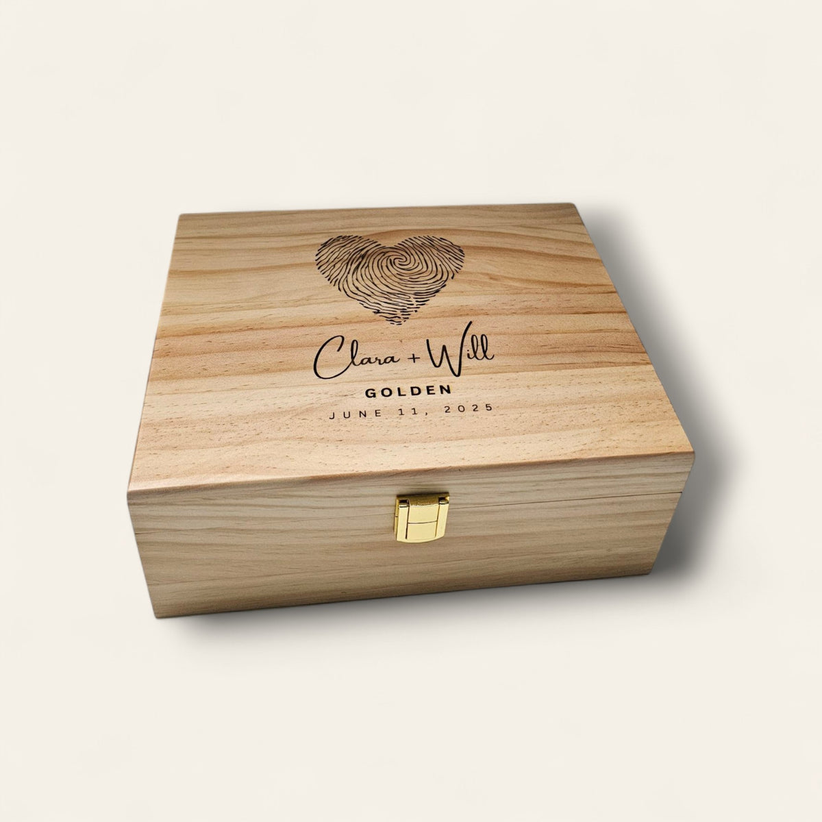 Personalized Wooden Wedding Box: Engraved Memory and Keepsake Box