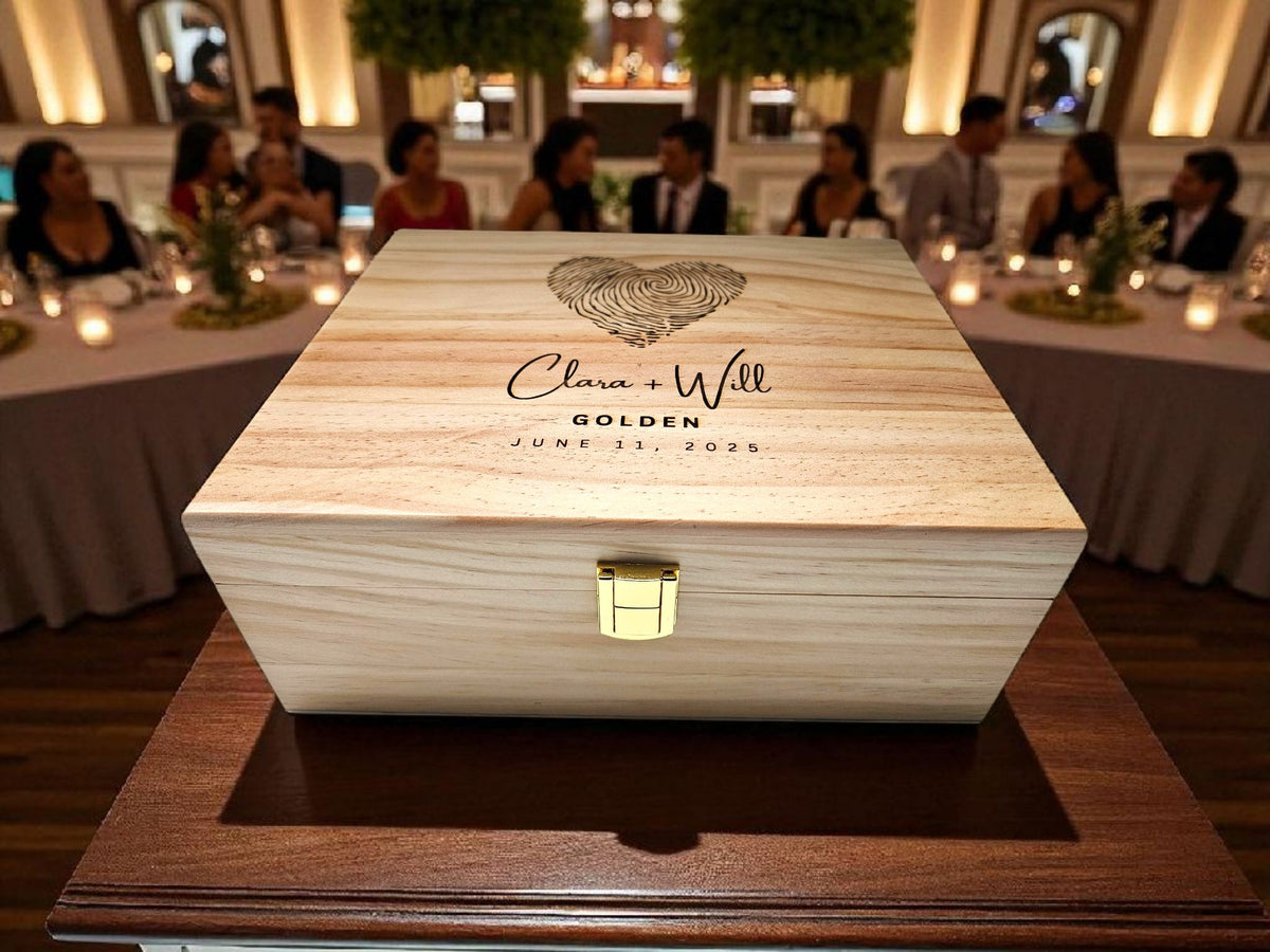 Personalized Wooden Wedding Box: Engraved Memory and Keepsake Box