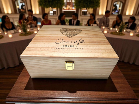 Personalized Wooden Wedding Box: Engraved Memory and Keepsake Box