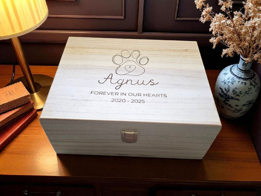 Personalized Dog Memorial Keepsake Box - Wooden Pet Memory Chest