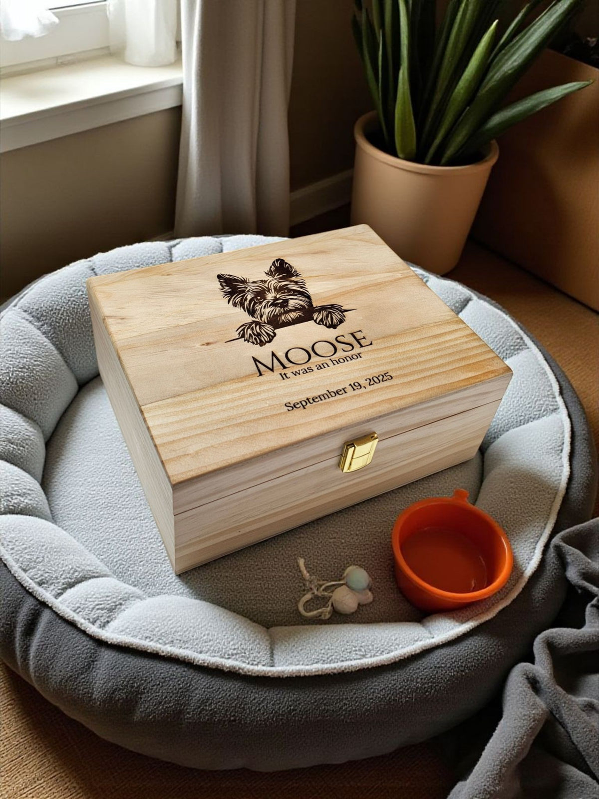 Engraved Wooden Dog Keepsake Box: Custom Pet Memorial Gift