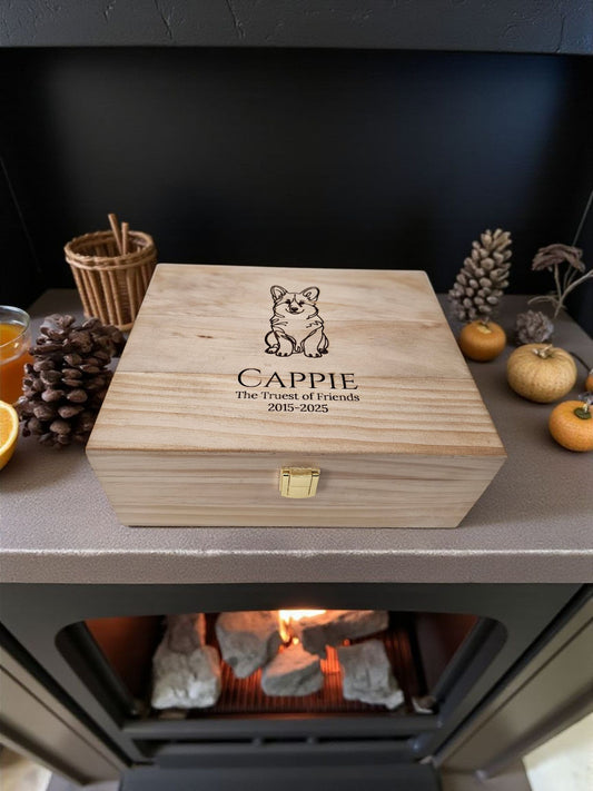 Engraved Wooden Dog Keepsake Box: Custom Pet Memorial Gift