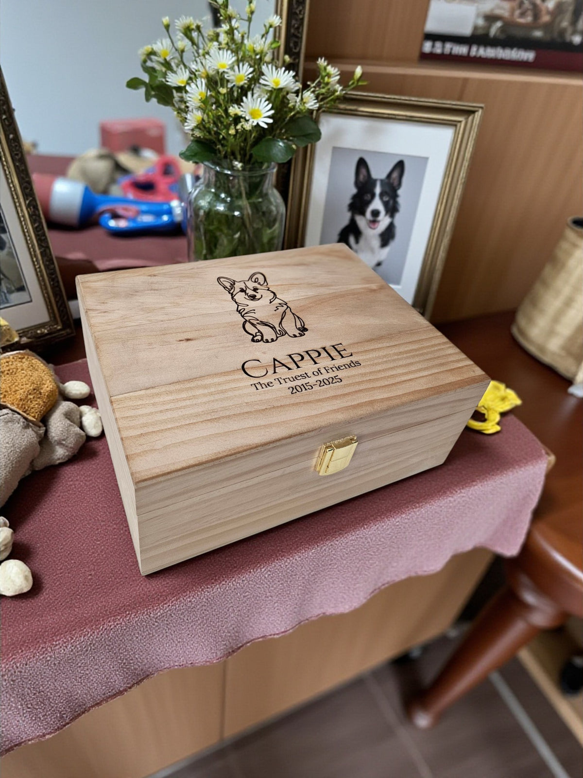 Engraved Wooden Dog Keepsake Box: Custom Pet Memorial Gift