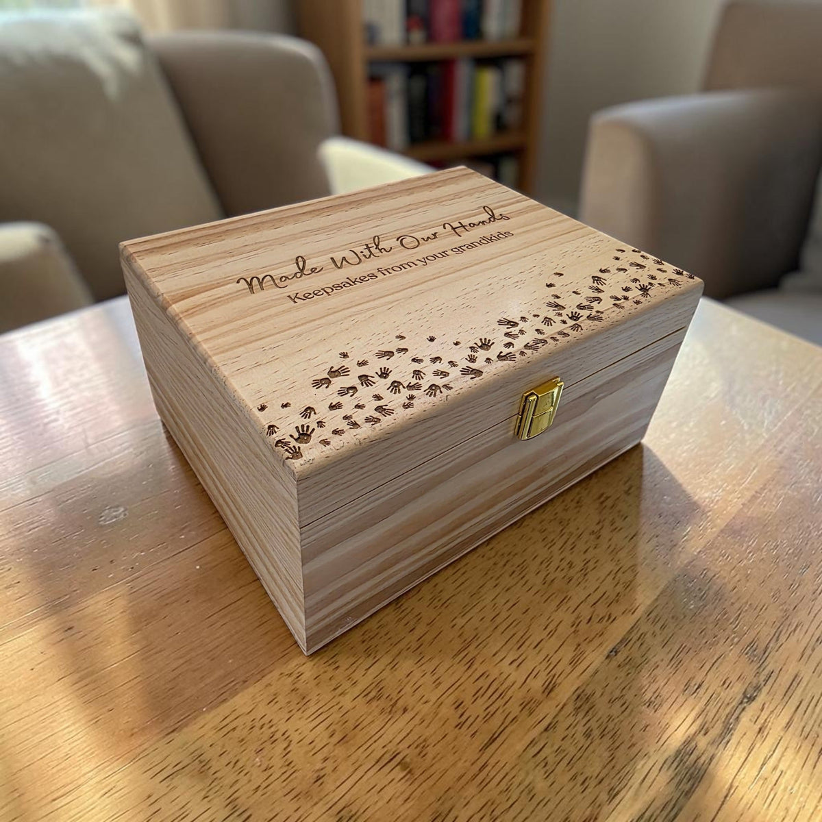 Personalized Wood From All of Us Gift Memory Box, Custom Engraved