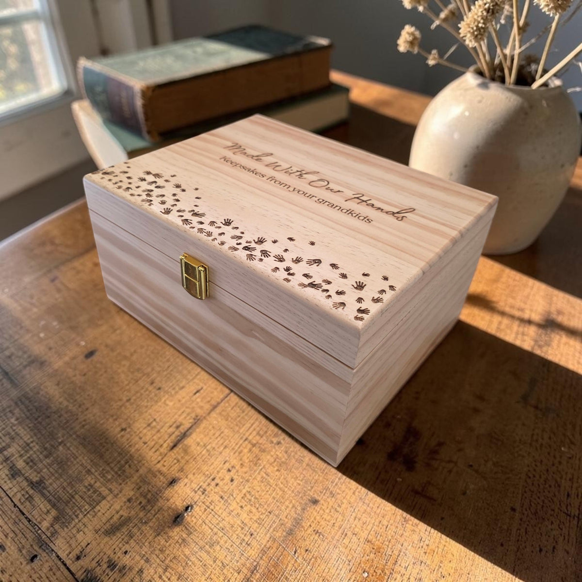 Personalized Wood From All of Us Gift Memory Box, Custom Engraved