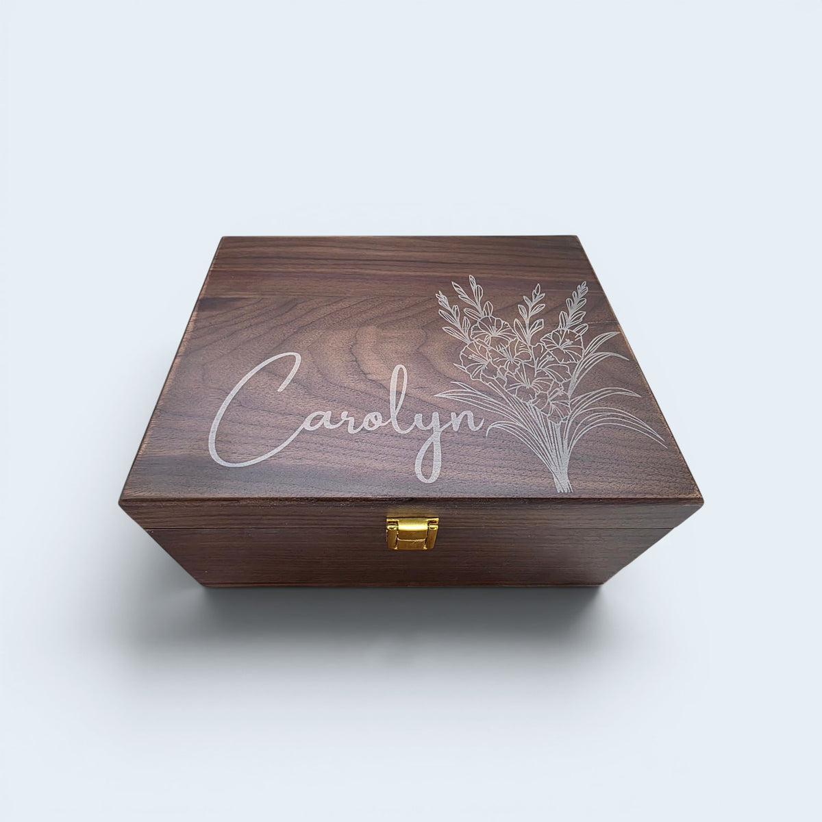 Personalized Birth Flower Bouquet Keepsake Box – Wooden Memory Box