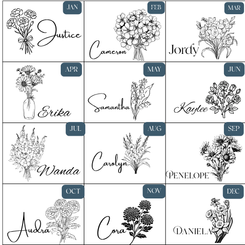 Personalized Birth Flower Bouquet Keepsake Box – Wooden Memory Box