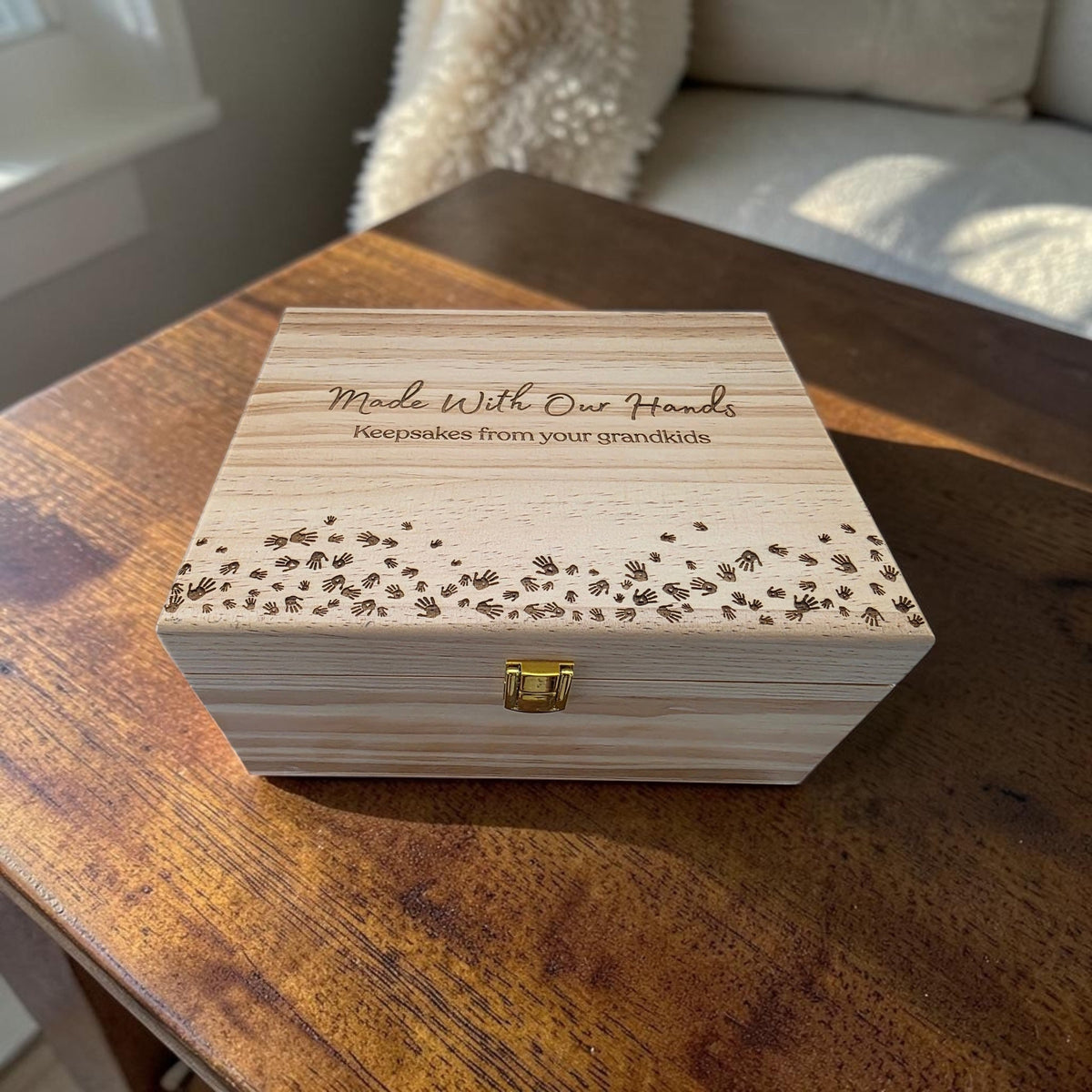 Personalized Wood From All of Us Gift Memory Box, Custom Engraved