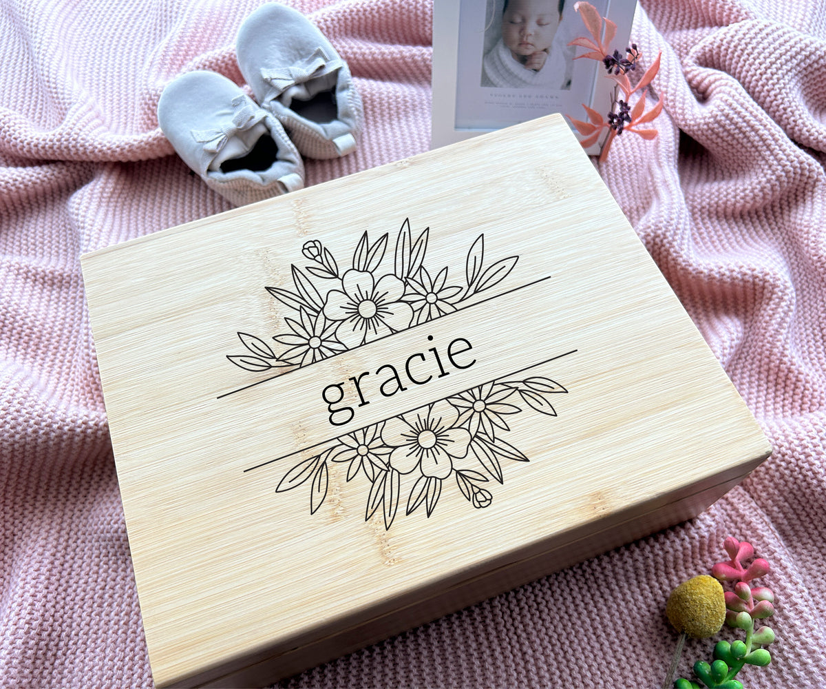 Personalized Designer Keepsake Box : Engraved Memory Gift