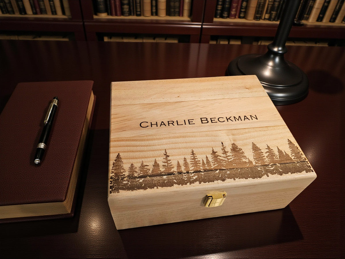 Customized Premium Wooden Keepsake Box- Forest and Nature Themes