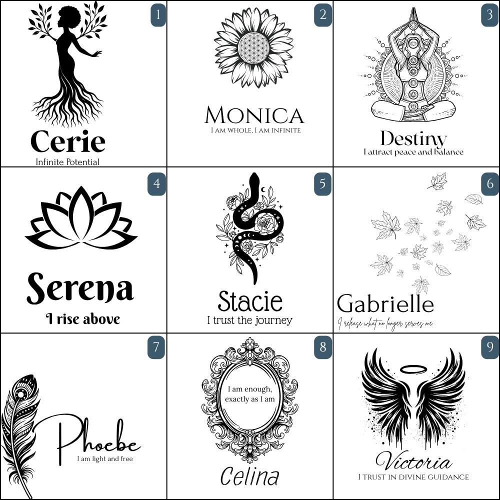 Newfashioned Relics personalized wooden keepsake box designs featuring engraved spiritual affirmations and names