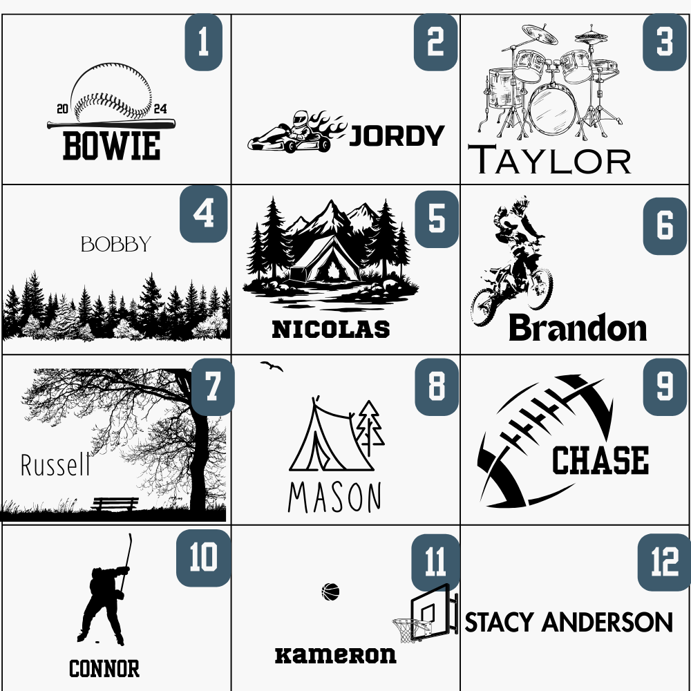 Newfashioned Relics personalized wooden keepsake boxes featuring various engraved sports and nature themes for boys.