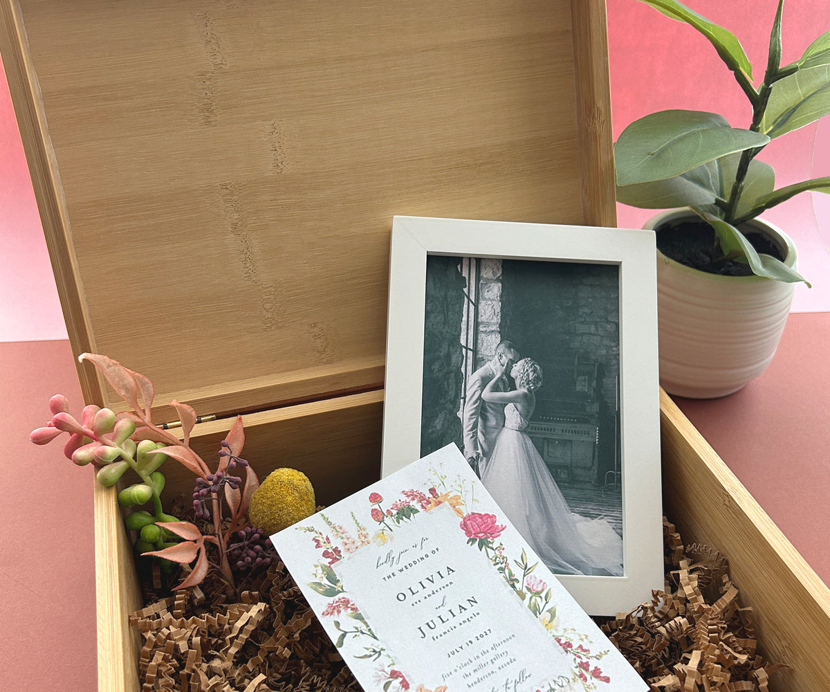 Personalized Wooden Wedding Box: Engraved Memory and Keepsake Box